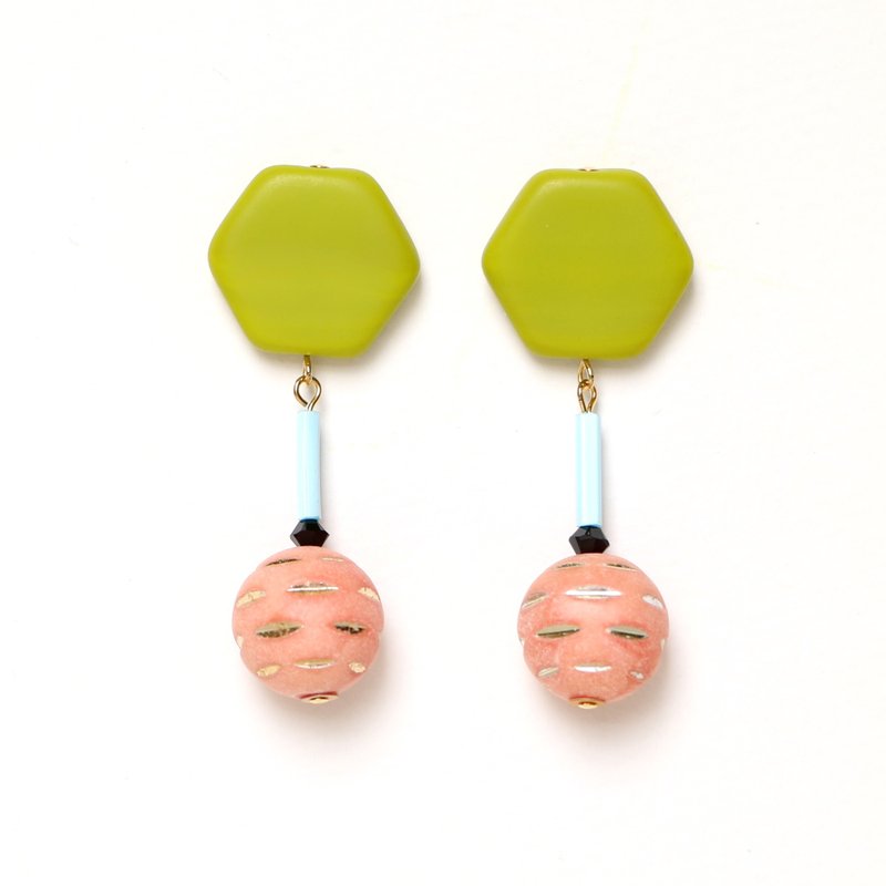 party cake Beads earrings / earrings - 耳环/耳夹 - 其他材质 绿色