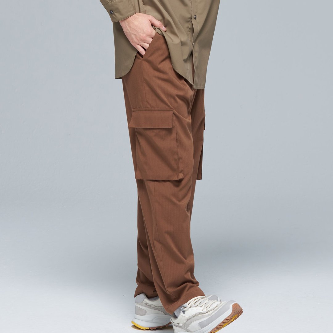 Stone'As relax fit cargo trousers / 休闲工装风长裤 - 男士长裤 - 棉 咖啡色
