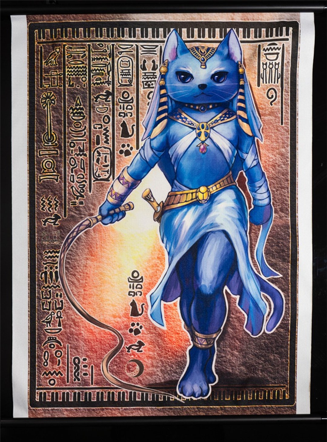 夜光布画挂轴 - 埃及俄罗斯蓝猫、日式樱花三花猫、蒸气庞克柴犬 - 海报/装饰画/版画 - 聚酯纤维 