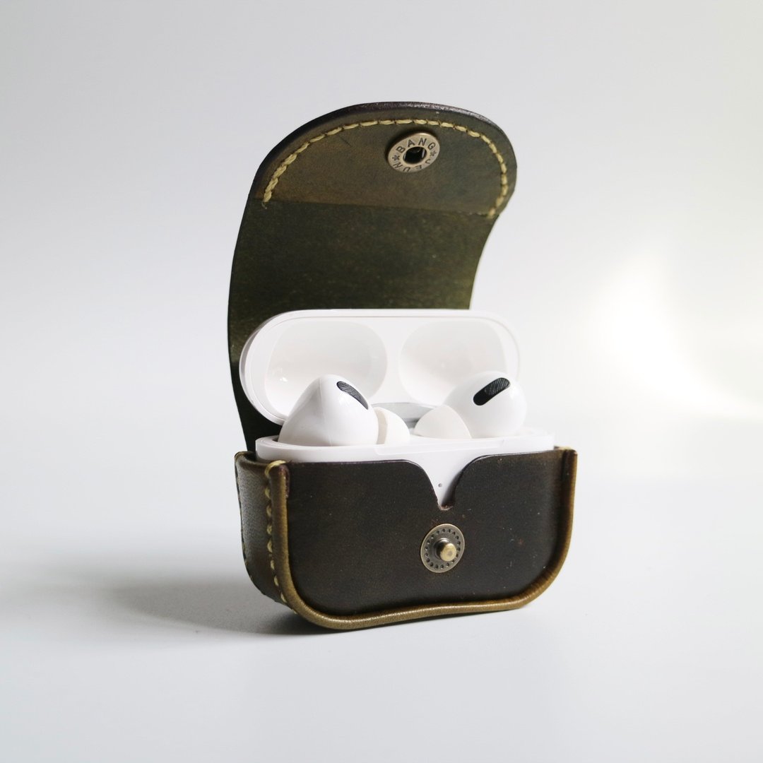 AirPods pro 2 皮革保护套 保护壳 收纳皮套 ----抹茶 - 耳机收纳 - 真皮 绿色