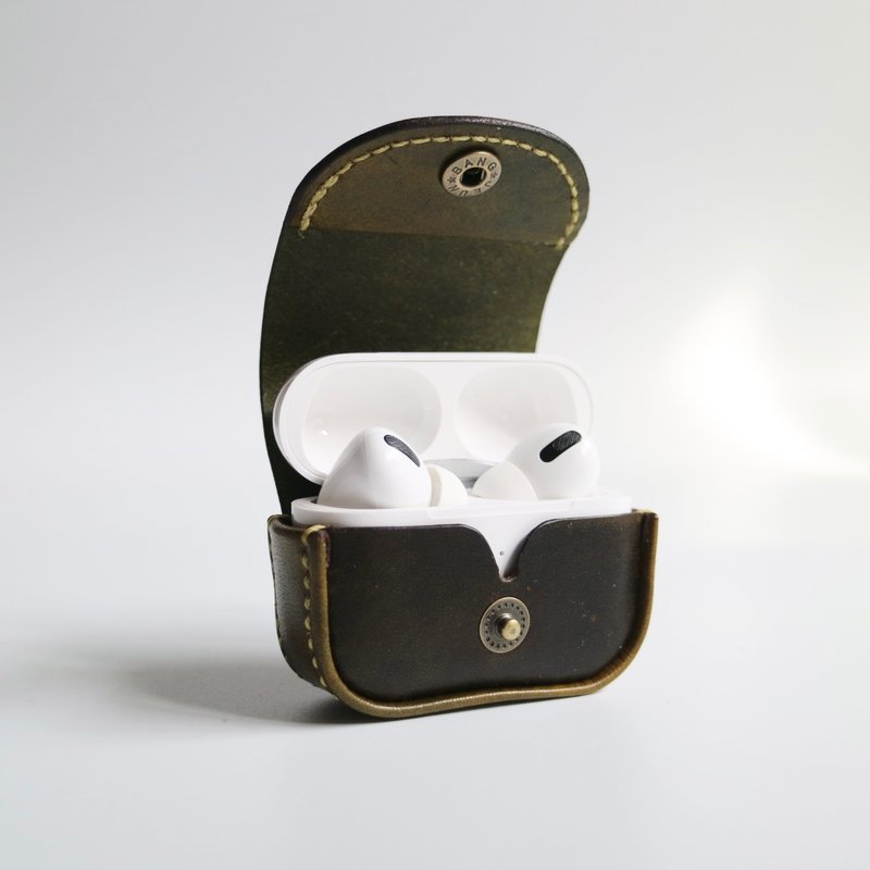 AirPods pro 2 皮革保护套 保护壳 收纳皮套 ----抹茶 - 耳机收纳 - 真皮 绿色