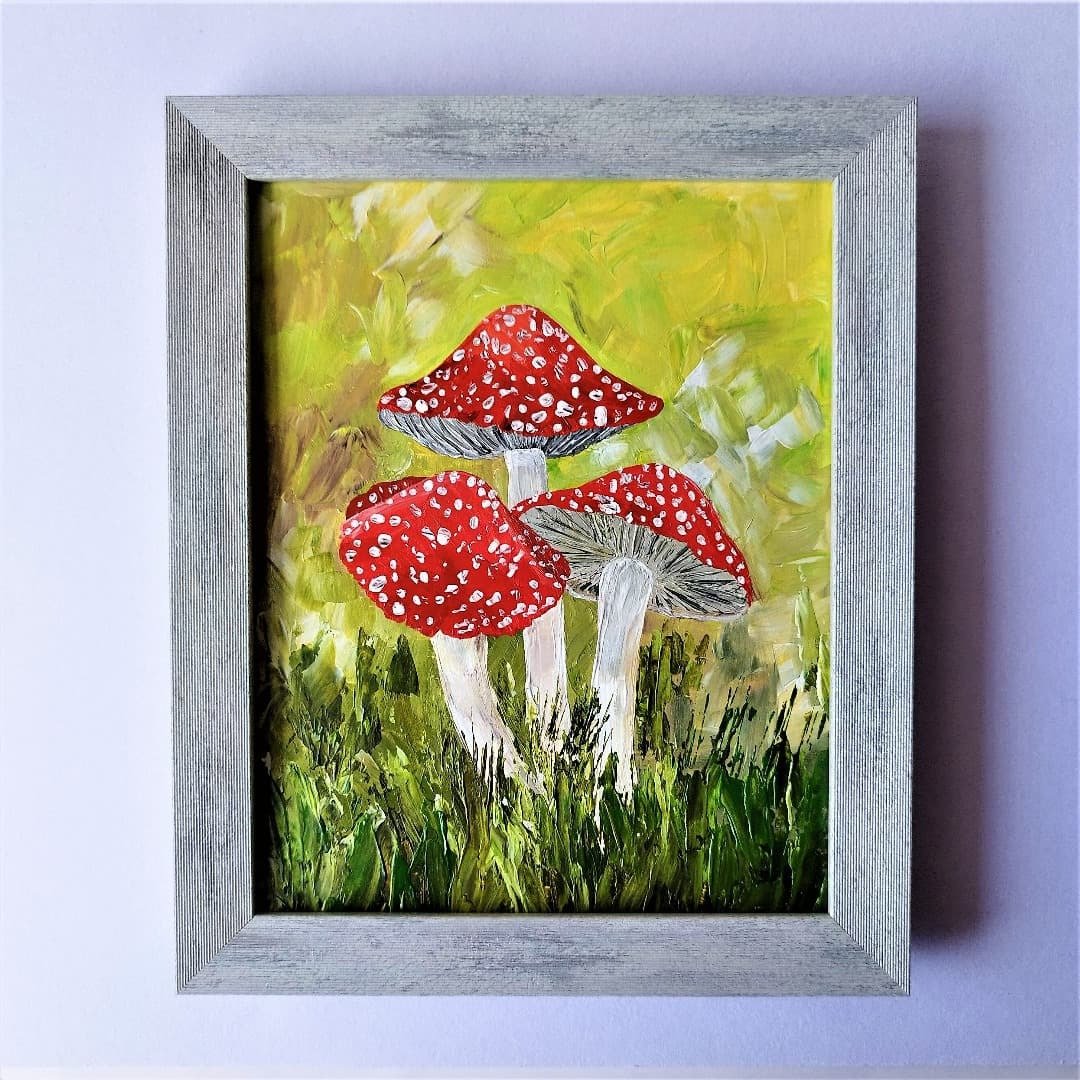 蘑菇原画。蘑菇画是一件艺术品。蘑菇墙装饰 - 墙贴/壁贴 - 压克力 多色