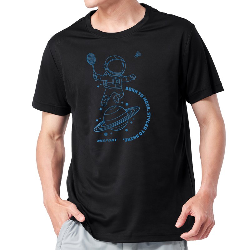 MIT专利呼吸衣-羽球太空人(线条款) - 男装运动衣 - 聚酯纤维 黑色