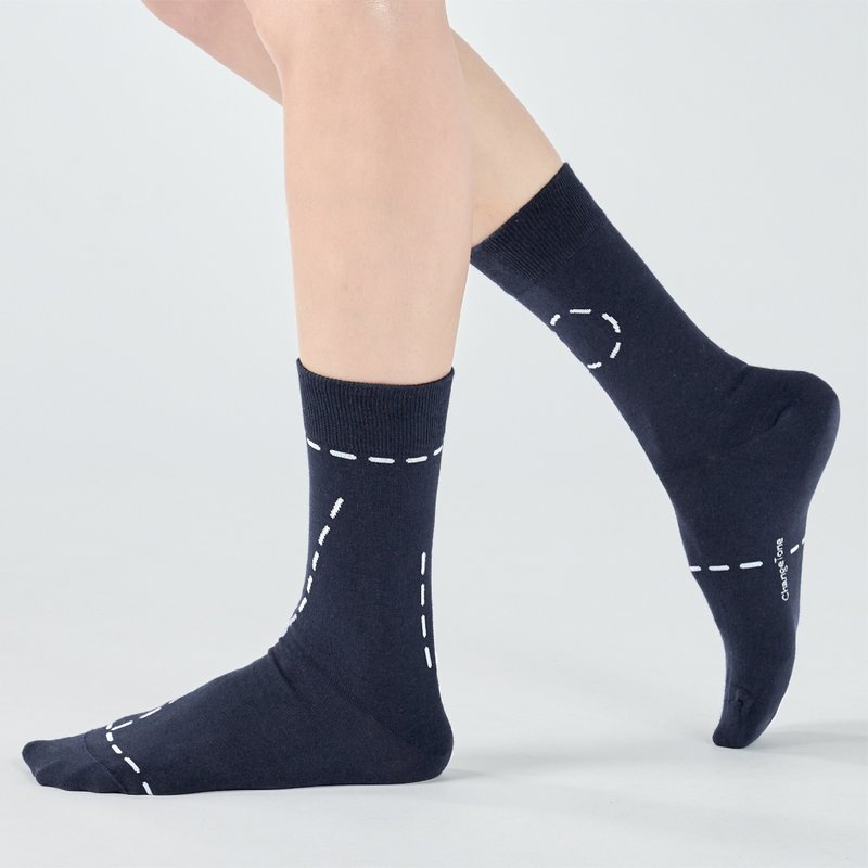 0-LOVE 中筒袜 - 深蓝(F) - 袜子 - 棉．麻 蓝色