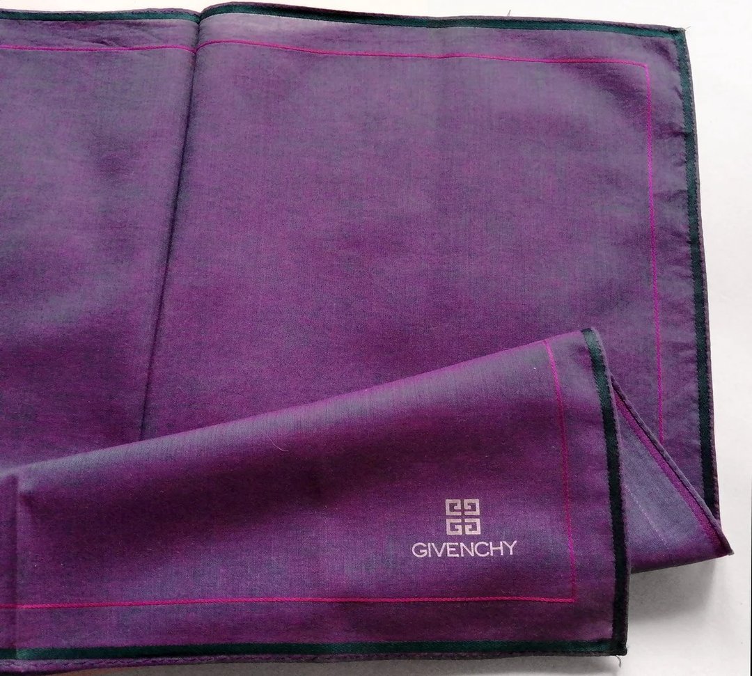 Givenchy Vintage Handkerchief Pocket Square Purple 19 x 19 inches - 手帕/方巾 - 棉．麻 紫色