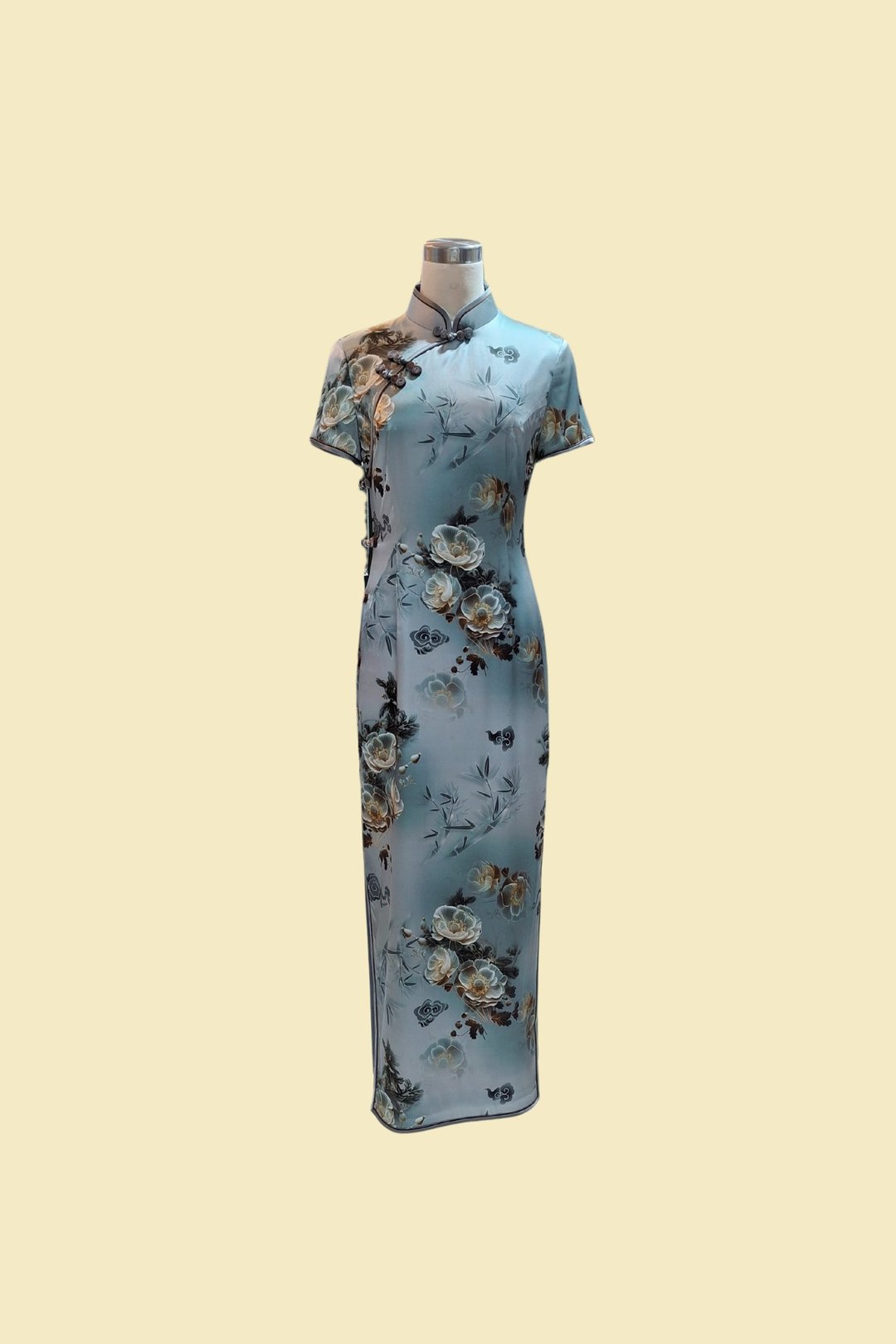 真丝牡丹花长旗袍 VINTAGE 悦裳 港式 复古旗袍 春装 华服 连身裙 - 旗袍 - 棉 多色