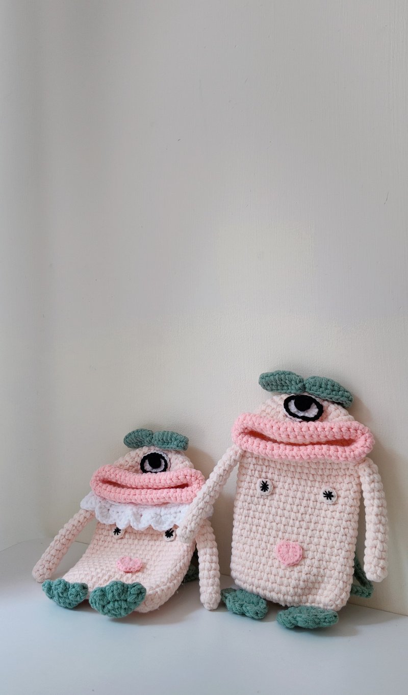 自家设计手鈎单眼象牙BB电话袋 - 侧背包/斜挎包 - 棉．麻 绿色