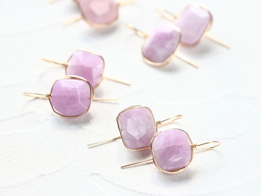 14kgf- Sakura candy wrap pierced earrings - 耳环/耳夹 - 宝石 粉红色