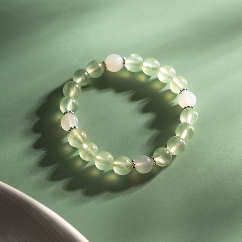 葡萄石月光石925银水晶手链 - 手链/手环 - 水晶 绿色