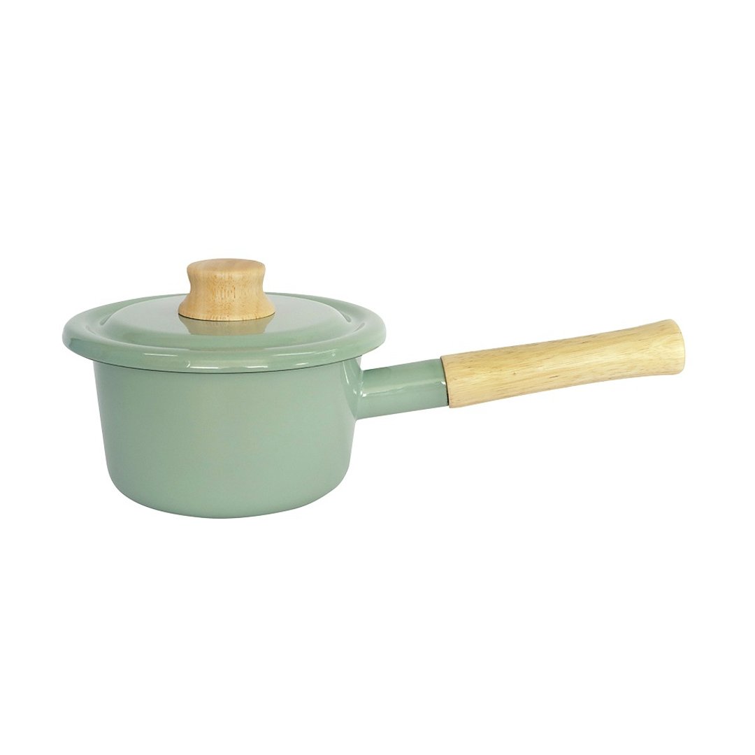 Cotton 系列 珐琅钢单柄连盖汤锅 14cm 浅绿色 - 厨房用具 - 珐琅 