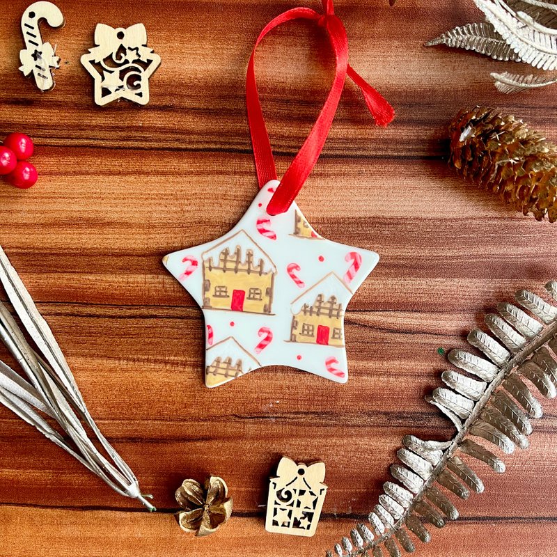 手绘陶瓷圣诞装饰 (姜饼屋) - 摆饰 - 瓷 多色