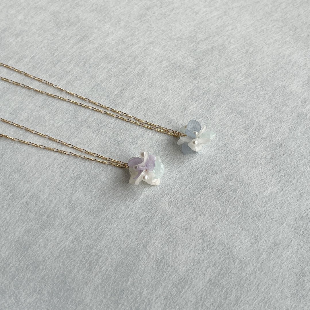 o飞花令o  紫阳花项链⋯真花饰品⋯绣球花 14kgf  母亲节礼物 - 项链 - 植物．花 紫色