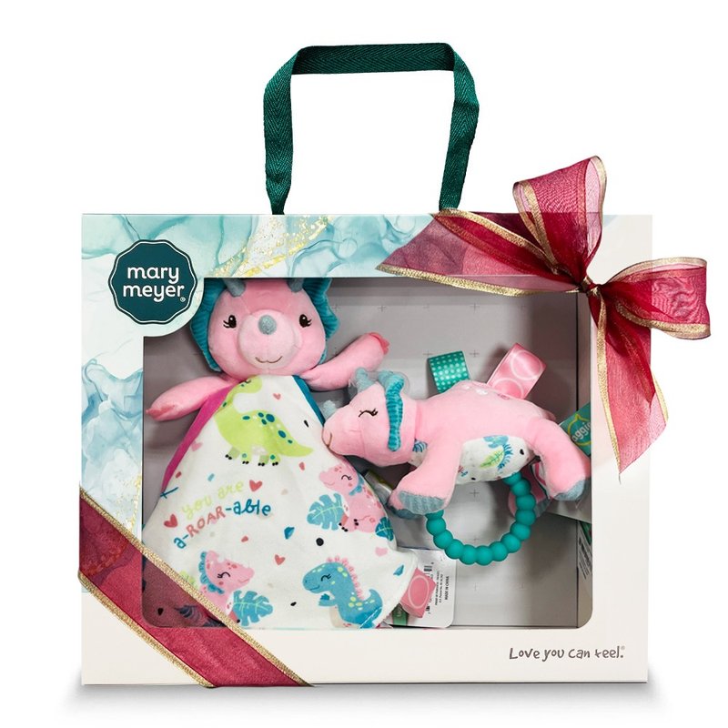 快速出货【MaryMeyer】迎新礼盒-跳跳角角龙 缎带+手摇铃+安抚巾 - 玩具/玩偶 - 聚酯纤维 粉红色