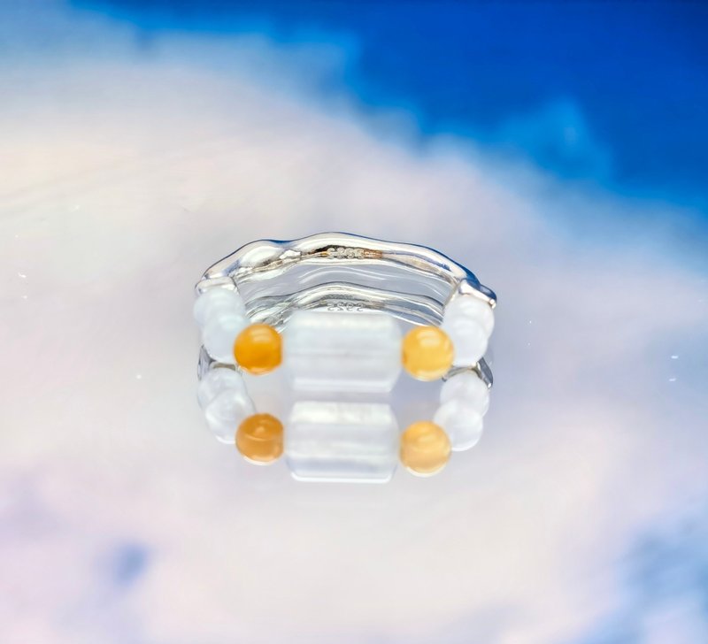 纯银系列 - 白冰翡翠蛋面纯银戒指 - 戒指 - 宝石 