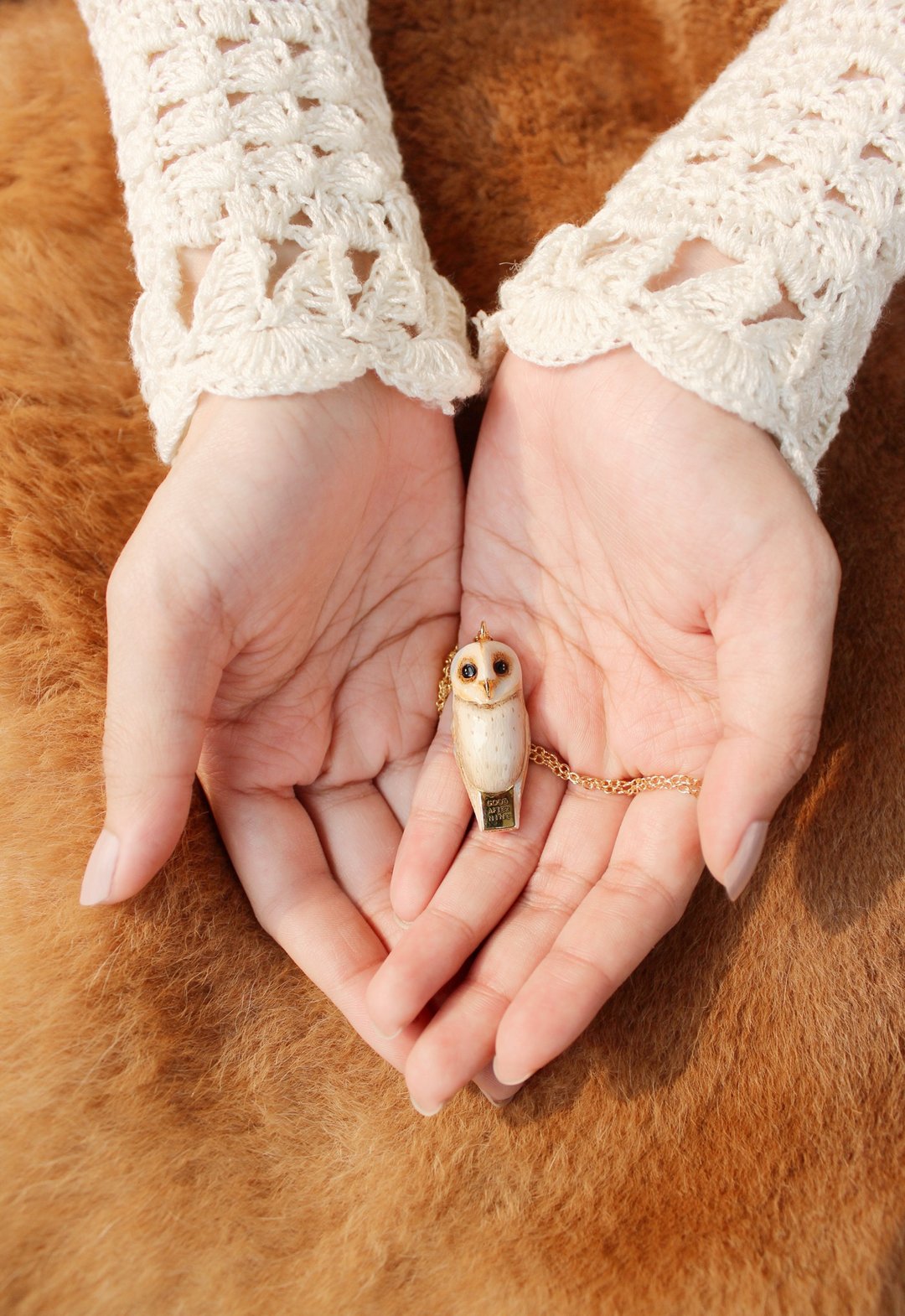 Lucky , Barn Owl whistle pendent Necklace. - 项链 - 铜/黄铜 白色