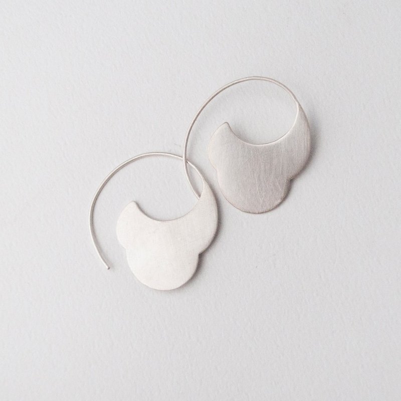 花形耳勾 - 耳环/耳夹 - 纯银 银色