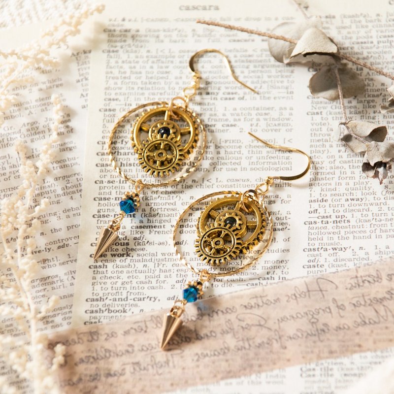 齿轮 蒸气庞克耳环 镀真金 耳夹 耳针 - 耳环/耳夹 - 其他金属 金色