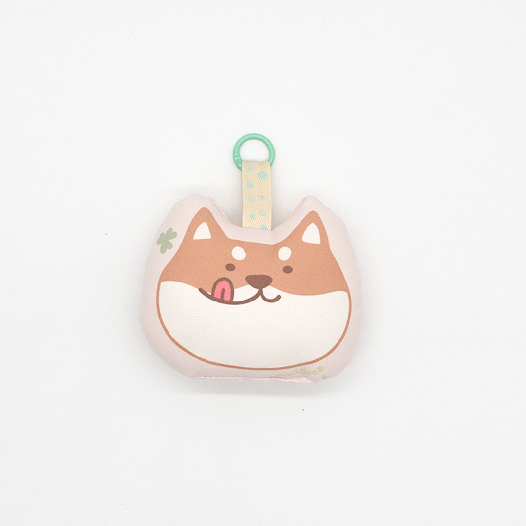 minihope 小吊饰/迷你枕 - 阿福 (柴犬)(11x11cm) - 钥匙链/钥匙包 - 棉．麻 卡其色