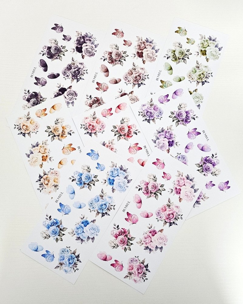 玫瑰花束装饰 - 便条纸/标签贴 - 纸 多色