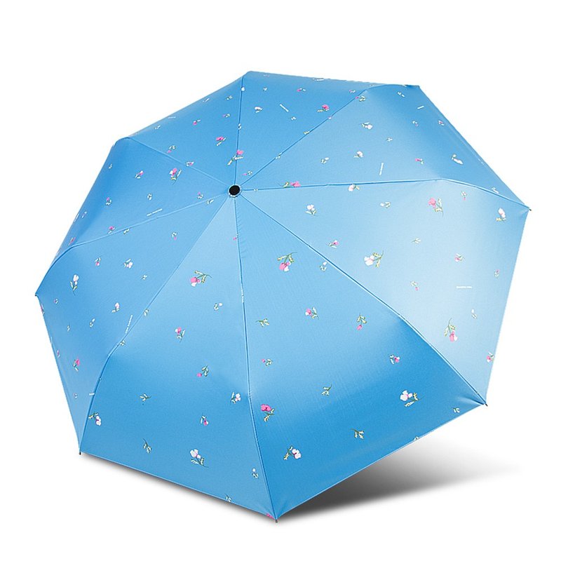 【TDN】铃兰花UL超轻易开收降温三折伞黑胶晴雨伞(天空蓝) - 雨伞/雨衣 - 防水材质 蓝色