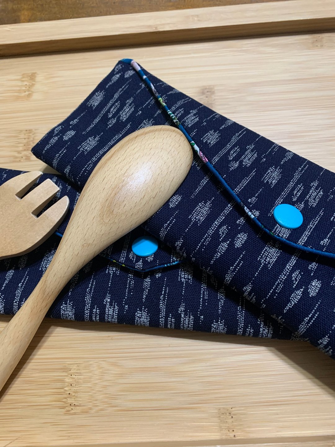 文青风环保筷袋 ~中餐厅 优质蓝 日系 纯棉 收纳 手作餐具袋 - 收纳用品 - 棉 蓝色