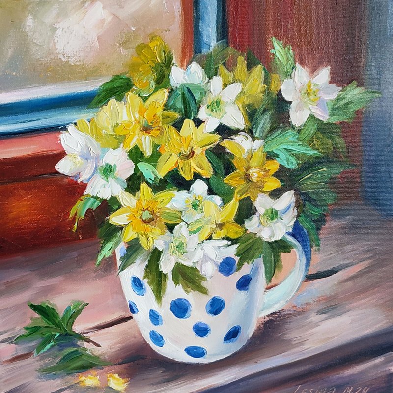 野花画花卉原创艺术画布静物油画艺术品花束 - 墙贴/壁贴 - 其他材质 黄色