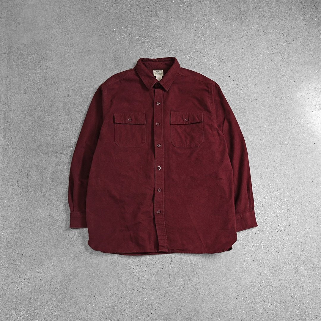 Vintage L.L.Bean 法兰绒衬衫 / 牛仔衬衫、复古衬衫、衬衫穿搭 - 男装衬衫 - 棉 红色