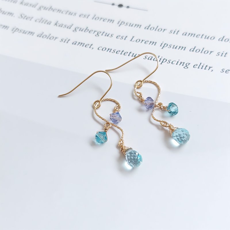 14kgf美国注金 拓帕石耳环 | 手作定制 手链 项链 耳环 耳饰 饰品 - 耳环/耳夹 - 水晶 