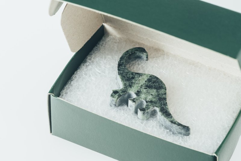 【交换礼物推荐】台湾蛇纹石 迷你恐龙扩香石/冰砖礼盒 - 香薰/精油/线香 - 石头 绿色