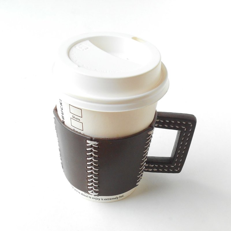 五角皮革杯套 棕色 - 随行杯提袋/水壶袋 - 真皮 咖啡色