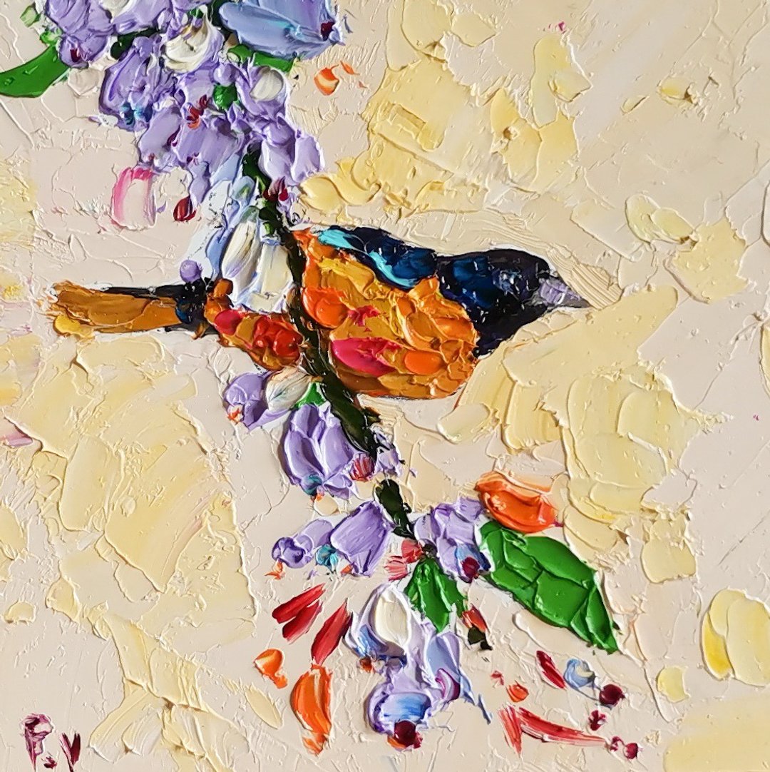 Baltimore Oriole Painting 油畫原作 Oil Bird 手工油 Original Art 掛畫 Animal by Verafe - 海报/装饰画/版画 - 其他材质 橘色
