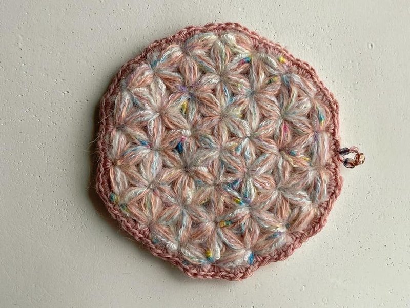 Knitting 生命之花编织垫 - 河边的晚霞 - 杯垫 - 棉 