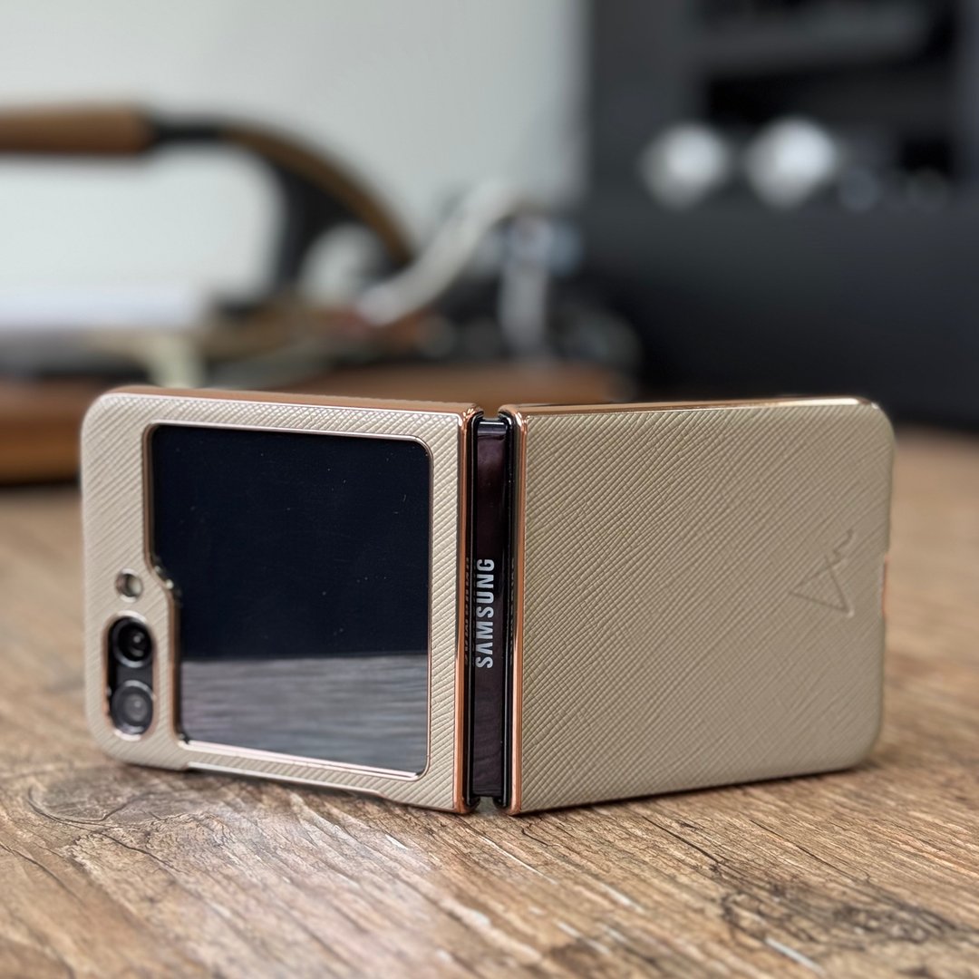 ARMOR Samsung Galaxy Z Flip5 全真皮电话保护壳_駱駝杏 - 手机壳/手机套 - 真皮 