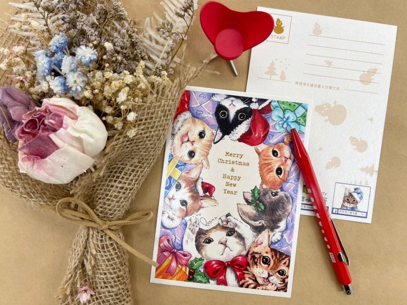 \ 假猫奴系列 /睡饱饱猫猫圣诞祝福明信 - 卡片/明信片 - 纸 