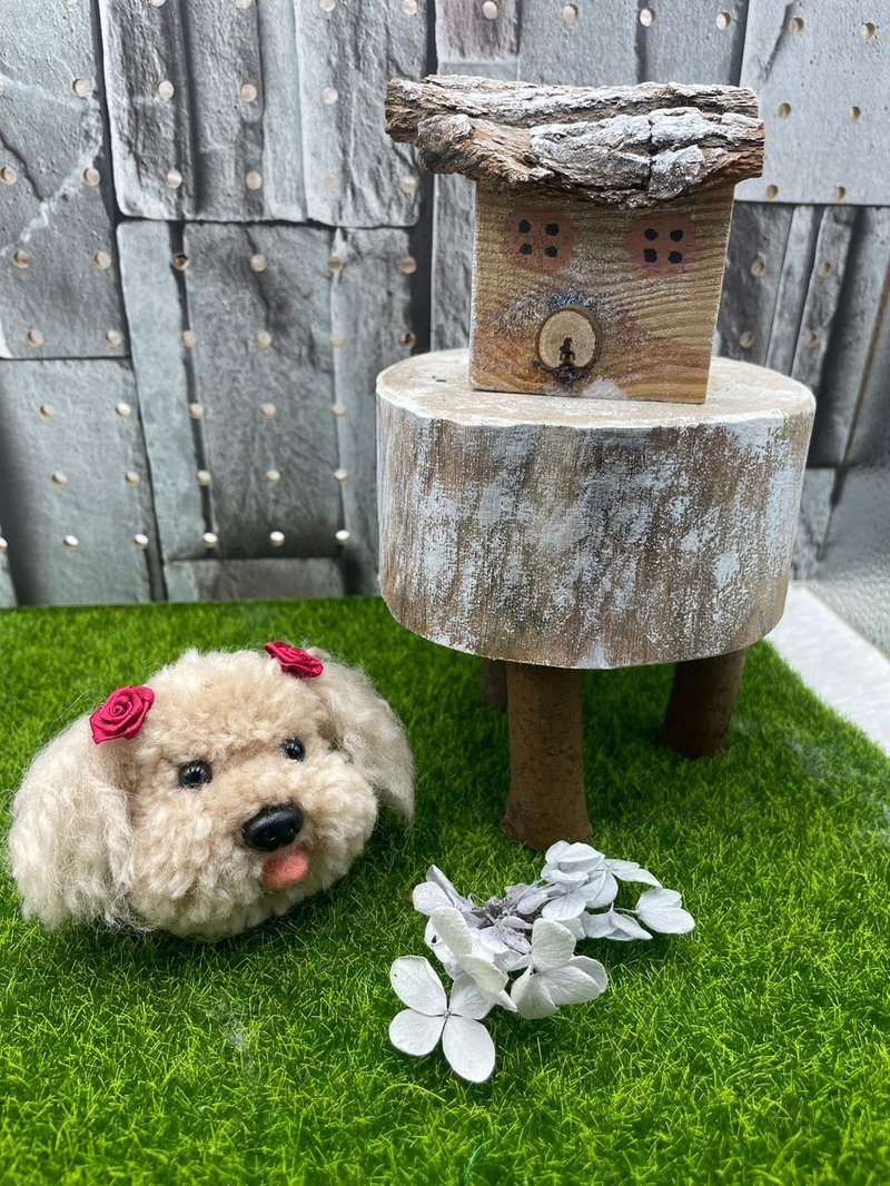 奶油贵宾  超萌 动物毛线球 羊毛线 纯手工 - 钥匙链/钥匙包 - 羊毛 金色