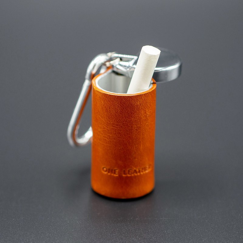 一皮 one leather 便携式烟灰缸盒创意个性手工牛皮铝质日系礼品 - 收纳用品 - 真皮 咖啡色
