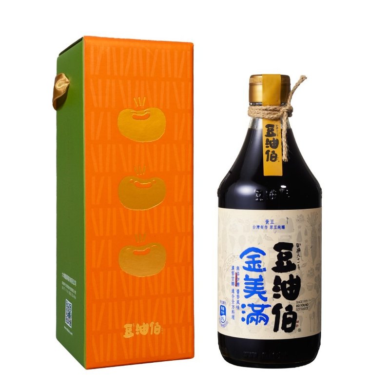 【豆油伯】无添加糖金美满酱油500ml 礼盒(颜色随机出货) - 酱料/调味料 - 玻璃 