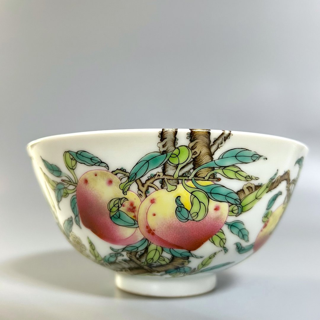 清 雍正 粉彩过枝福寿双全纹碗 - 碗 - 瓷 白色