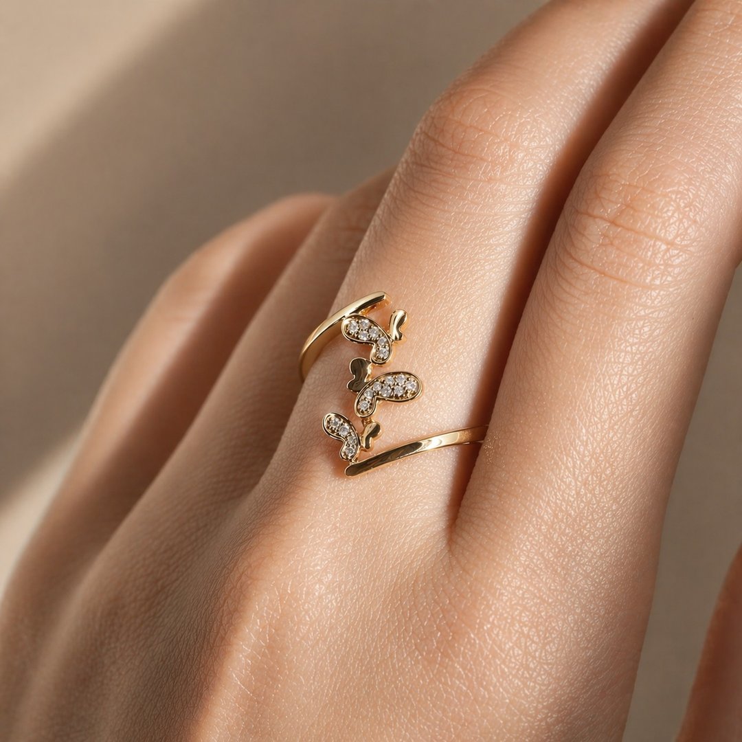 Vendôme 轻声蝶语 天然钻石 18K 玫瑰金线戒【美丽华专柜】 - 戒指 - 钻石 金色