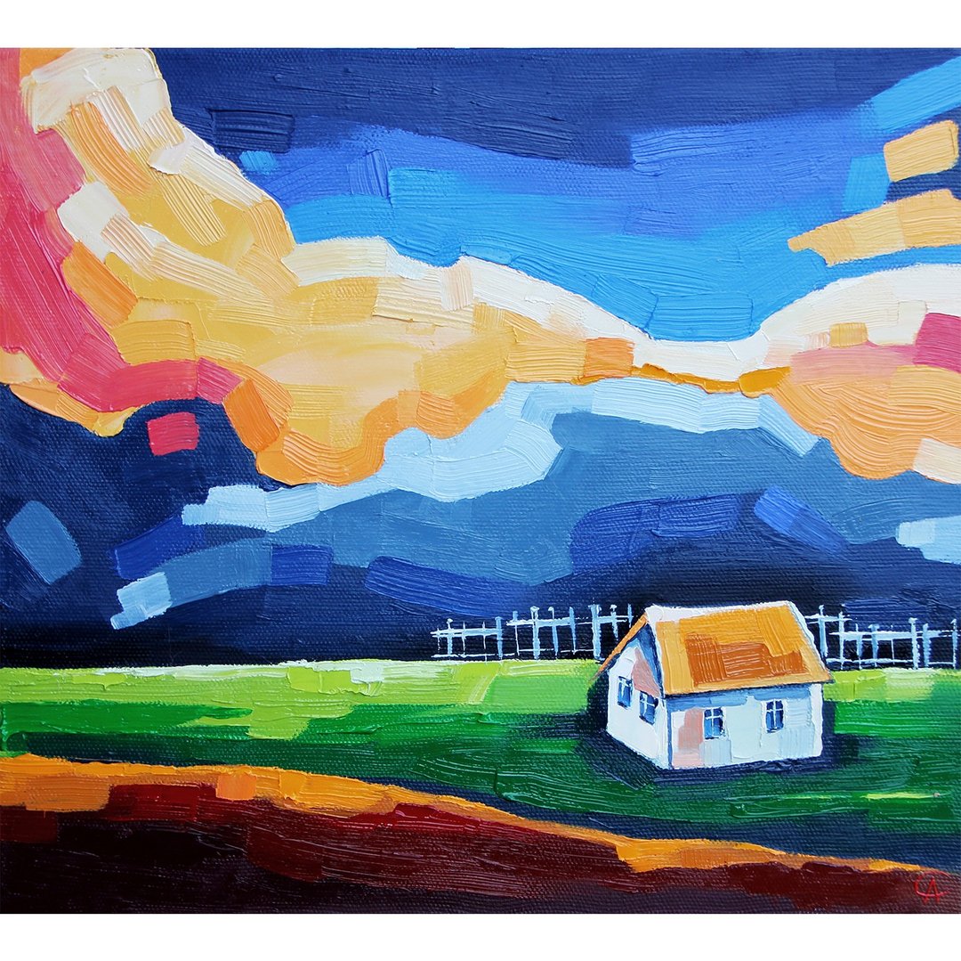 老房子油画风景 原创艺术 乡村艺术品 乡村装饰品 - 海报/装饰画/版画 - 其他材质 