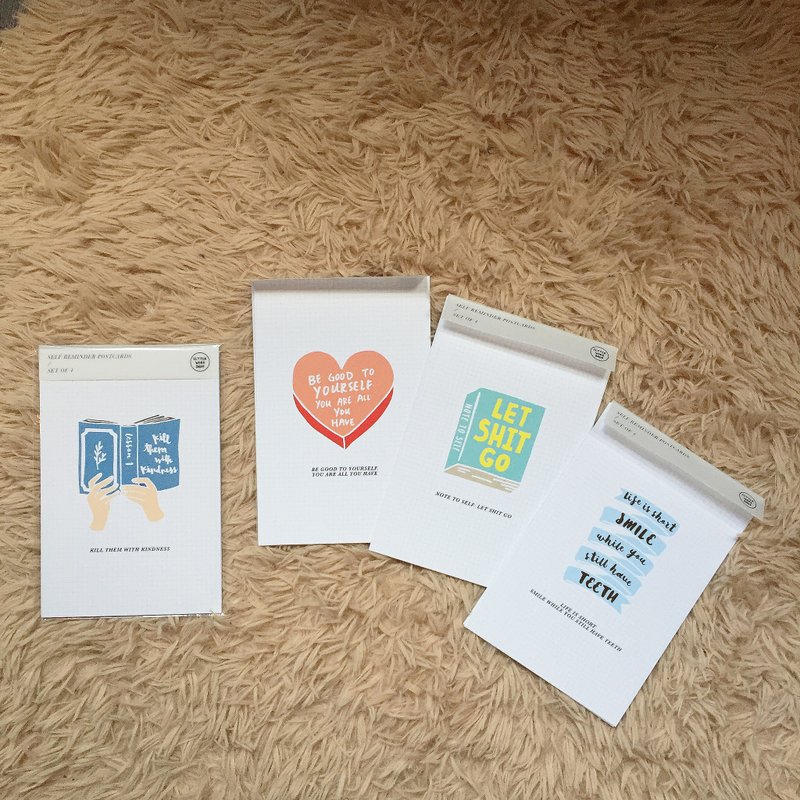自我勉励名信片系列 / 一套四张 / Self Reminder Postcard Set - 卡片/明信片 - 纸 