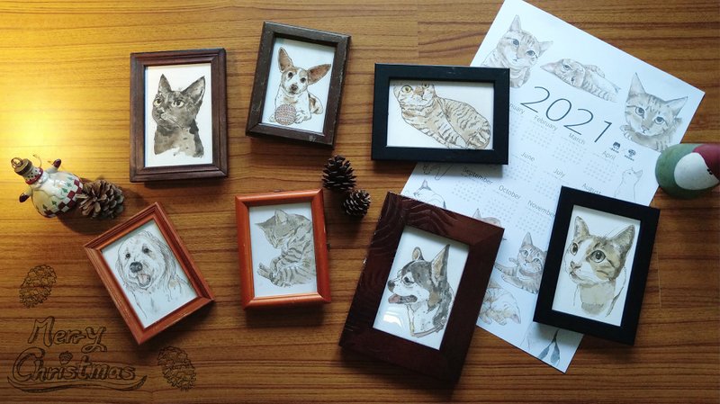 毛小孩宠物水彩肖像似颜绘订制画 - 订制画像 - 纸 