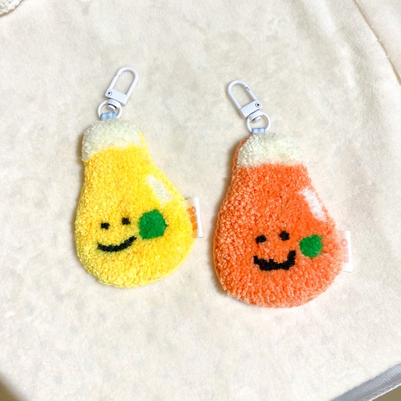 【毛神神】俄罗斯戳戳绣 茄汁与芥末吊饰 成品/DIY材料包 - 吊饰 - 羊毛 黄色