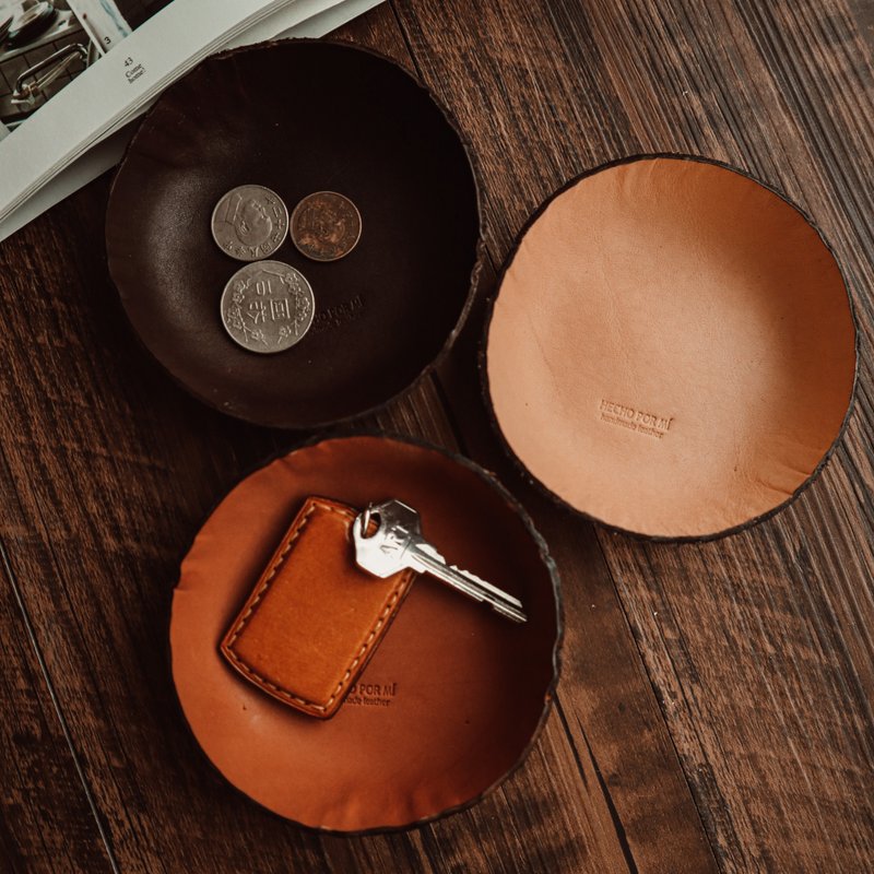 由我制革 || 革制皮革收纳小圆盘 || 皮革收纳盘 手工皮件 - 收纳用品 - 真皮 