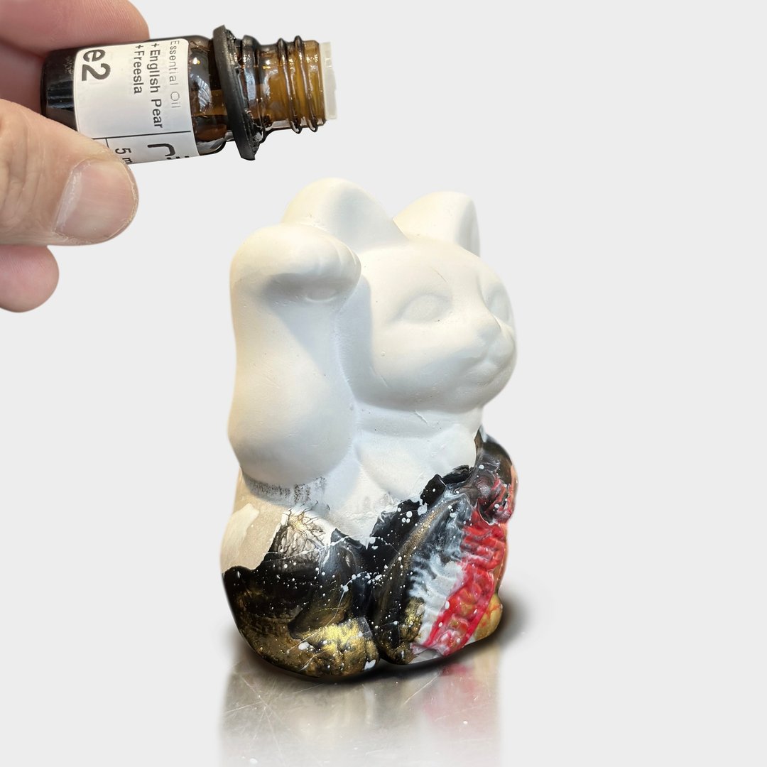 手工制造 I 招财猫扩香石 I 流体艺术 I 大尺寸 I - 香薰/精油/线香 - 水泥 灰色