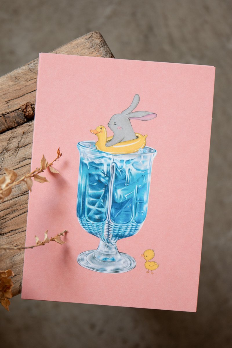泳兔吃茶店 / 明信片 - 卡片/明信片 - 纸 