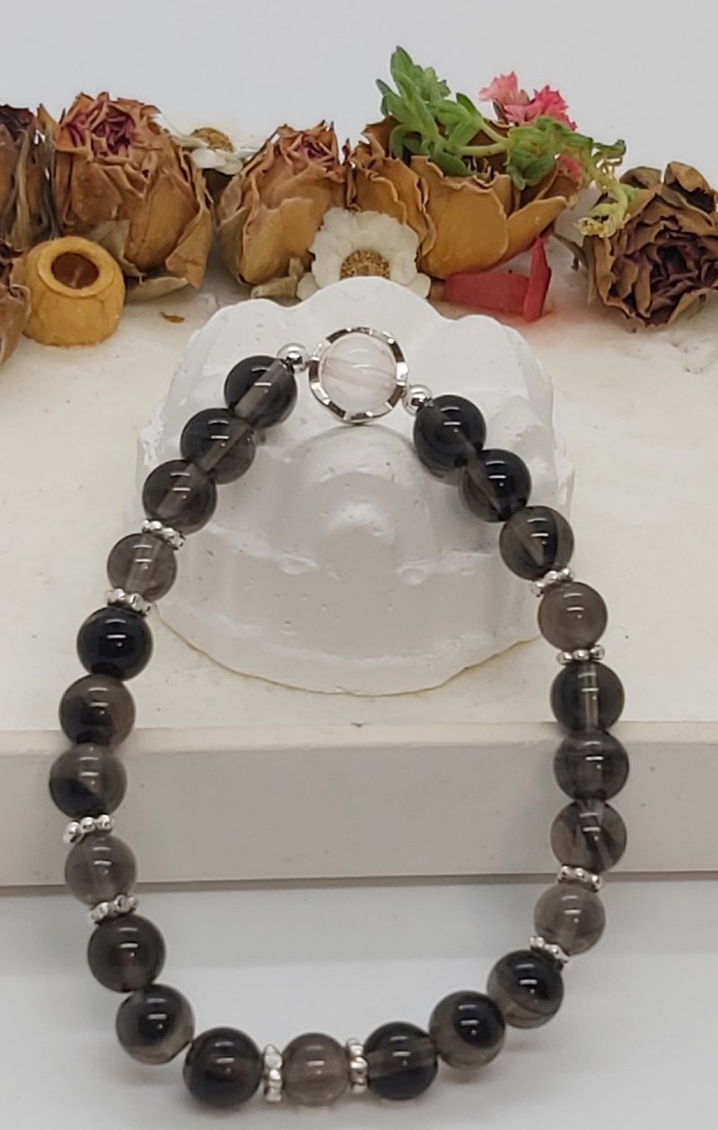 防小人神器-冰种黑曜石纯银手串 - 手链/手环 - 水晶 