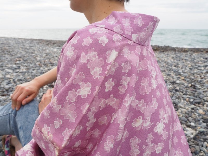 Retro Pink Flower Pattern Haori Japan, Big Discount Kimono, Wearable Kimono - 女装休闲/机能外套 - 丝．绢 粉红色
