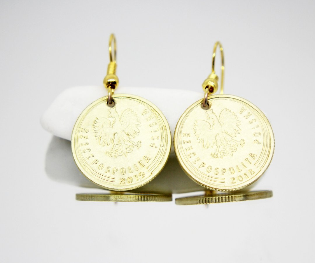 Mini Coin Earrings Coin Drop Earrings Tiny Coin Earrings Ancient Coin Jewelry - 耳环/耳夹 - 其他金属 