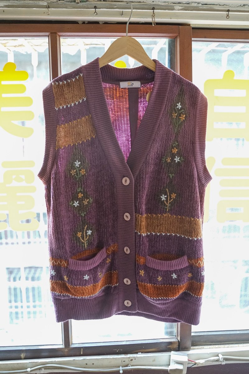 Vintage 古着 背心 古着背心 针织自然紫背心 | 纯情百货行 - 女装背心 - 聚酯纤维 紫色